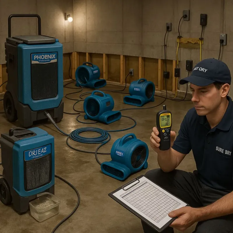 Structural Drying and Dehumidification process in Pleak, TX